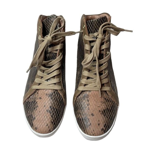 Joie Felton Python Print High Top Leather Sneakers. Size 37 (6.5) - Picture 1 of 8